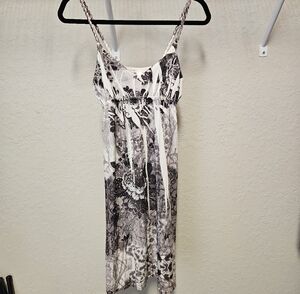 Beautiful Womens Mid Length Silky Satin Feel Jeweled Dress With Roped Straps